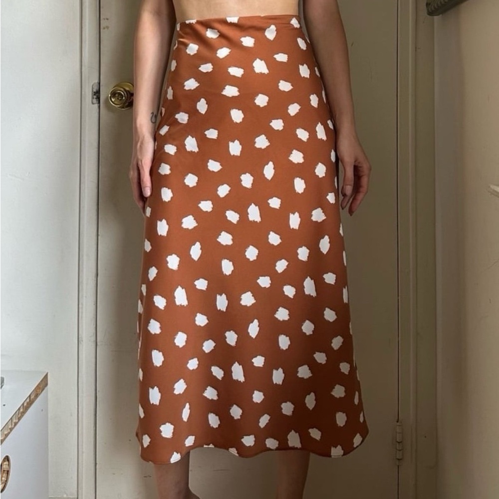 Forever 21 Brown A-Line Midi Skirt